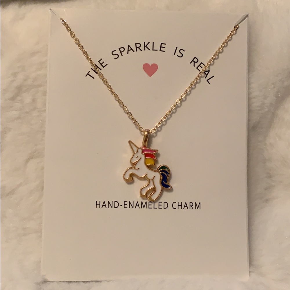 Unicorn Enamel Charm Necklace